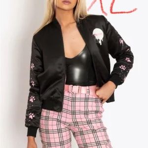 Yin Cat Yang Cat Shiny Bomber Jacket